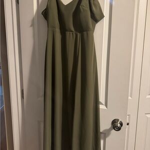 Birdy Grey Olive Green V-Neck Bridesmaid Gown